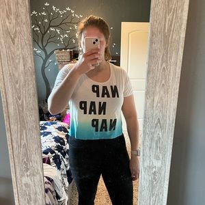 White to Blue Ombré “NAP” Short Sleeve Top